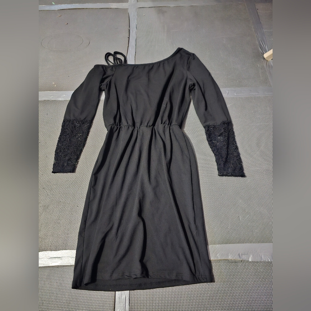 Black Asymmetric Lace Dress